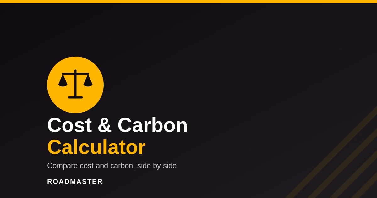Roadmaster Cost & Carbon Calculator — compare cost and carbon savings side by side